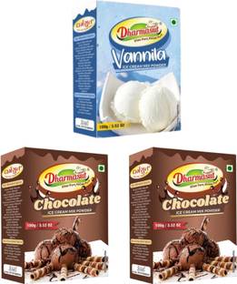 Dharmasut 1 Vanilla + 2 Chocolate Instant Ice Cream Mix Powder 100g Each 300 g