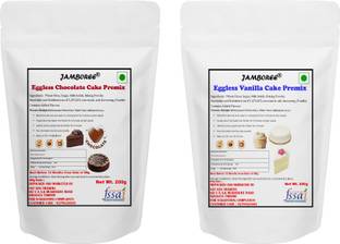 JAMBOREE Eggless Chocolate & Vanilla Premix Combo Instant Cake Mix 3 Step Prep Mix & Bake 400 g