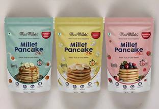 ME & MILLETS Millet Pancake Mix, Caramel and Vanilla, Banana, Raspberry Flavour 3 x 150g | 450 g