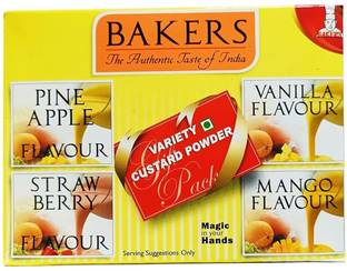 Bakers Variety Custard Powder | Contains No Eggs |Pineapple, Vanilla, Strawberry, Mango 600 g