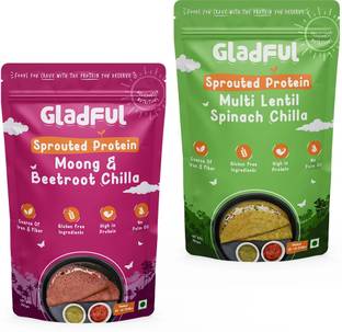 Gladful Beetroot & Spinach Protein Sprouted lentils & millets Instant Chilla - Dosa Mix 400 g