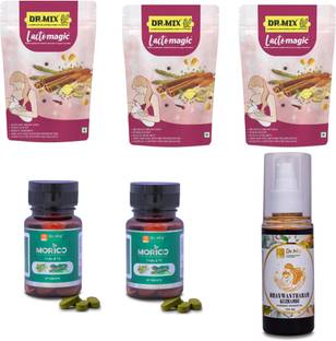 DR. MIX Combo Pack of Lactomagic (250gmx3), Moringa Tablets (30x2) & Massage Oil (100ml) 910 g