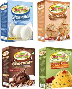 Dharmasut Vanilla + Butterscotch + Chocolate + Kesar Pista Instant Ice cream Mix Powder 400 g
