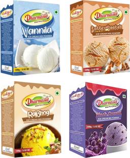 Dharmasut Vanilla + Butterscotc + Rajbhog + Black Currant Instant Ice Cream Mix Powder 400 g