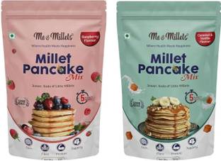 ME & MILLETS Millet Pancake Mix, Raspberry & Caramel Flavour | 2 x 150g | No refined Sugar 300 g