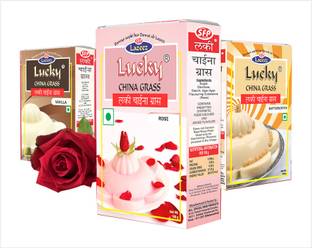 Lucky China Grass Rosy Vanilla Scotch Combo (Vanilla+Rose+Butterscotch) 300 g