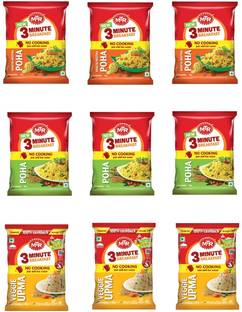MTR KHATTA MEETHA POHA/POHA/UPMA COMBO 3 MINUTE BREAKFAST 540 GRAMS PACK OF 9(3 EACH 540 g