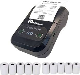 Milestone MPT-II 58mm Thermal Printer Bluetooth Printer Android POS 2 Inch Receipt Bill Printer Printing Machine for Small Business, Restaurant Swiggy Zomato KOT, Shopping Mall, Mini Market - WITH 58MM x 15MTR 10PCS THERMAL ROLL Thermal Receipt Printer