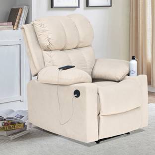 ARRA Royale Relaxer Velvet Fabric 1 Seater Motorised or Powered Recliner - Beige Fabric Powered Rocker Recliner