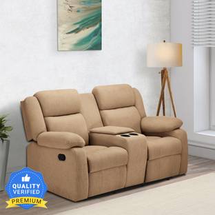 duroflex Avalon Twin - Modern 2 Seater Sofa With Center Console and Cup Holder Fabric Manual Recliner