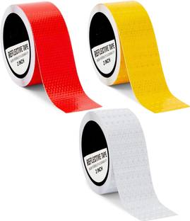 D-fix 2 Inch X 1 Meter (each) High Intensity Waterproof Warning Reflective Radium Tape 48 mm x 1 m Red, Yellow, White Reflective Tape