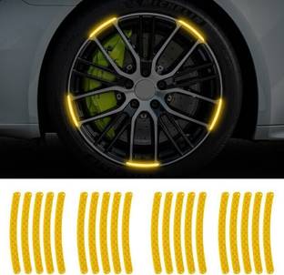 Obvie Night Reflective Car Wheel Safety Warning Car Motorcycle Bike Wheel Stickers 15 mm x 0.13 m YELLOW Reflective Tape