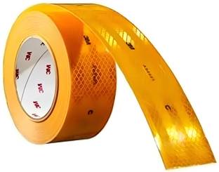 Darshana 3M 2 inch (50.8 mm) Width x 20 Feet High Intensity Warning Retro Reflective Tap 50.8 mm x 3 m Yellow Reflective Tape