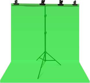 VTS Green Screen with T-Shape Backdrop Stand, 4 Clamps & Carry Bag, 6x9ft Chromakey Reflector