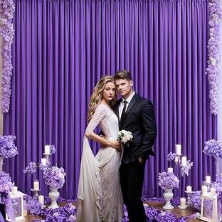 Stookin 4x10 Purple Backdrop Curtain 2 Panels-Wrinkle-Free Polyester Photography Reflector