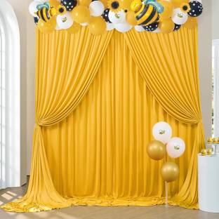 Vistook 20x12FT Wrinkle Free Decoration Backdrop Yellow Curtain 5x12 (4 Panels) Reflector