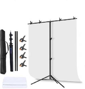 PICPRO 9ft x 6ft T-Shaped Background Photography & Videography Stand With White Screen Reflector