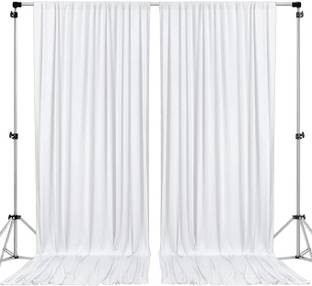 Cam cart White Decoration Backdrop Curtain Background Wedding Parties 4x10Ft (Set of 2) Reflector