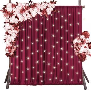 Windrop Solutions Maroon Decoration Backdrop Curtain Background Wedding Parties 4x10Ft.| Set of 2 Reflector