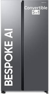 SAMSUNG 653 L Frost Free Side by Side 3 Star Refrigerator  with AI and WiFi, Convertible 5-in-1, Digital Inverter