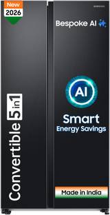 Samsung 653 L Frost Free Side by Side 3 Star Refrigerator  with AI and WiFi, Convertible 5-in-1, Digit...