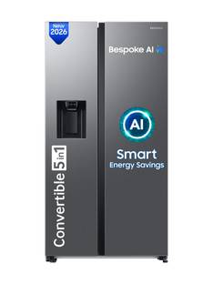 Samsung 633 L Frost Free Side by Side 3 Star Refrigerator with AI and WiFi, Convertible 5-in-1, Water...