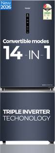 Haier 325 L Frost Free Double Door 2 Star Refrigerator with Freezer at Bottom, Triple Inverter & Dual...