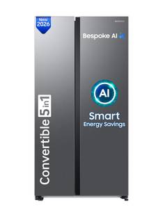 Samsung 653 L Frost Free Side by Side 3 Star Refrigerator with AI and WiFi, Convertible 5-in-1, Digit...
