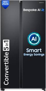 Samsung 653 L Frost Free Side by Side 3 Star Refrigerator with AI and WiFi, Convertible 5-in-1, Digit...