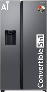 Samsung 633 L Frost Free Side by Side 3 Star Refrigerator with AI and WiFi, Convertible 5-in-1, Water...