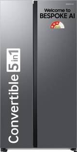 Samsung 653 L Frost Free Side by Side 3 Star Refrigerator with AI and WiFi, Convertible 5-in-1, Digital Inverter  (Refined Inox, RS76CG8003S9HL)