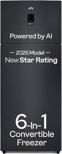 Godrej 436 L Frost Free Double Door 1 Star Refrigerator with AI Powered 6-in-1 Freezer Convertible Ad...