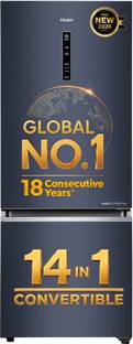 Haier 355 L Frost Free Double Door 2 Star Convertible Refrigerator  with Freezer at Bottom, Triple Inv...