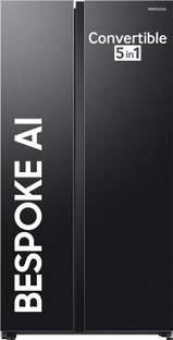 SAMSUNG 653 L Frost Free Side by Side 3 Star Refrigerator  with AI and WiFi, Convertible 5-in-1, Digit...