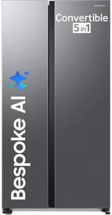 Samsung 653 L Direct Cool Side by Side 3 Star Refrigerator  with AI and WiFi, Convertible 5-in-1, Digi...