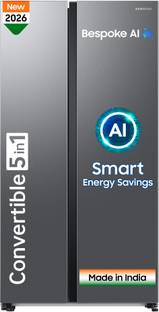 Samsung 653 L Frost Free Side by Side 3 Star Refrigerator  with AI and WiFi, Convertible 5-in-1, Digit...