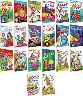 Sawan Present Set Of 20 Books | Colouring Books For Kids | Copy To Colour Actions, Our Helper, Games & Sports, Sea Animals, Santa Claus, Fishes, Fairy Princess, Circus, Racing Cars Insects, Shapes, Super Hero, Gods, Baby Animals, Toys, Objects, Animals, Birds ,Birthday And Cartoons