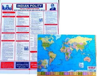 "Dynamic Duo: Indian Polity Chart And World Political Map Combo – Navigate Governance Locally And Globally!"