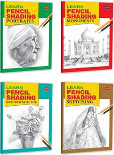 Learn Pencil Shading Portraits, Monuments, Nature & Still Life And Sketching Books For Kids : Sketching And Shading Books For Kids, Sketching Books For Kids, Learn To Draw Books | Gift Pack Of 4 Pencil Shading And Sketching Books For Kids
