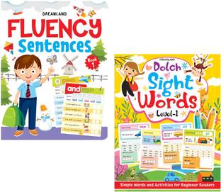 Fluency Sentences Book 1 & Dolch Sight Words Level 1- Simple Words And Activities For Beginner Readers .2BOOK Set By Dreamland Publication