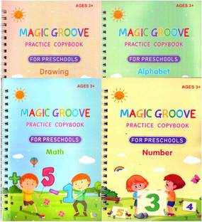 Onshhm 4 Pack Grooved Handwriting Books for Kids