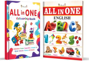 InIkao All In One Picture Book In English & All In One Colouring Book Combo, Covering Alphabet, Animals, Culture & More | Look & Learn 48-Page Children’s Book For Kids Age 3+ Years