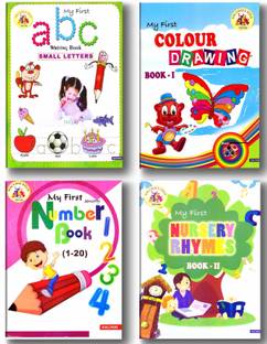 Nursery Kids Reading, Writing & Colouring Combo Book Set Of 4 Books (Small Abc Writing, Number Book 1-20 , My First Colour Drawing Book-II, Nursery Rhymes-II)