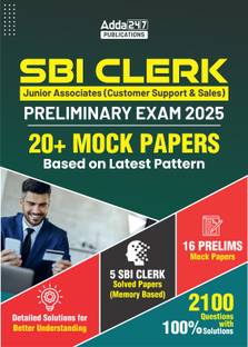 20+ SBI Clerk Prelims 2025-26 Mock Test Papers Book