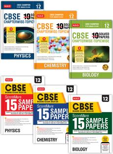 MTG CBSE 10 Years (2024-2015) Chapterwise Topicwise Solved Papers With CBSE ScoreMore 15 Sample Paper Class 12 Physics, Chemistry, Biology (Set Of 6 Books) - CBSE Champion For 2025 Exam | Video Solution Of PYQs