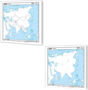 SMALL - 100 ASIA POLITICAL OUTLINE MAP FOR SCHOOL And SMALL - 100 ASIA PHYSICAL OUTLINE MAP FOR SCHOOL | Combo Of 2 Maps | Outline Map For School