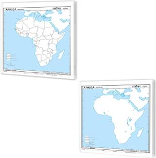 SMALL - 100 AFRICA POLITICAL OUTLINE MAP FOR SCHOOL And SMALL - 100 AFRICA PHYSICAL OUTLINE MAP FOR SCHOOL | Combo Of 2 Maps | Africa Political And Physical Outline Maps For School