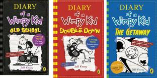 Set Of 3 (Three) Books Of Diary Of A Wimpy Kid : Old School, Double Down, The Getaway