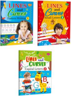 Lines And Curves Pattern Writing-1, Capital Letters-2, Small Letters-3 | Set Of 3 Line And Curves Writing Books By Sawan