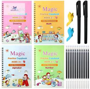 Mynxe Sank Magic Practice Copybook (4BOOKS,2 PEN,2 GRIP,10 REFILL) Number Tracing Book
